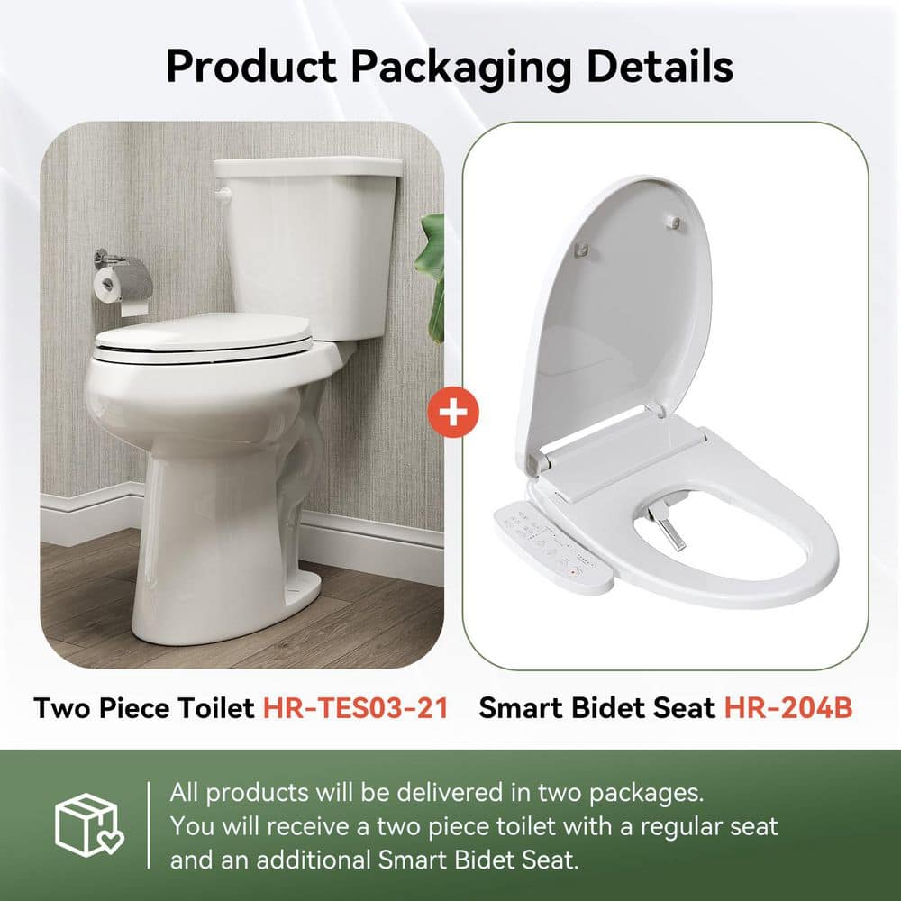 HOROW 21 in. Extra Tall Smart Bidet Toilet with 1.28 GPF - White