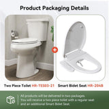HOROW 21 in. Extra Tall Smart Bidet Toilet with 1.28 GPF - White