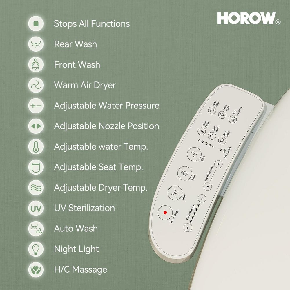 HOROW 21 in. Extra Tall Smart Bidet Toilet with 1.28 GPF - White