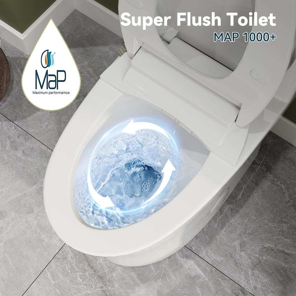 HOROW Chair Height Dual Flush Elongated Toilet with Non-Electric Bidet