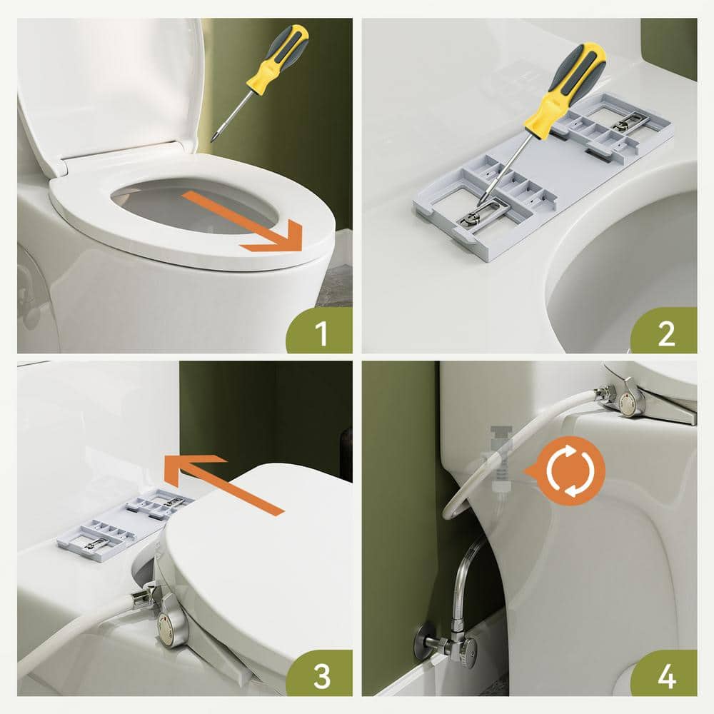 HOROW Chair Height Dual Flush Elongated Toilet with Non-Electric Bidet