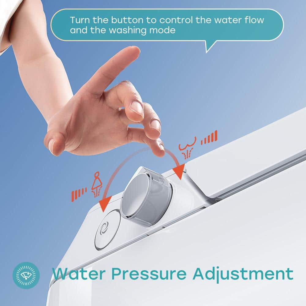 HOROW T30 Non-Electric Elongated Bidet Toilet - 1.0 GPF, ADA Chair Height, Foot Kick Flush, White