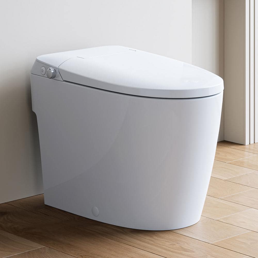 HOROW T30 Non-Electric Elongated Bidet Toilet - 1.0 GPF, ADA Chair Height, Foot Kick Flush, White
