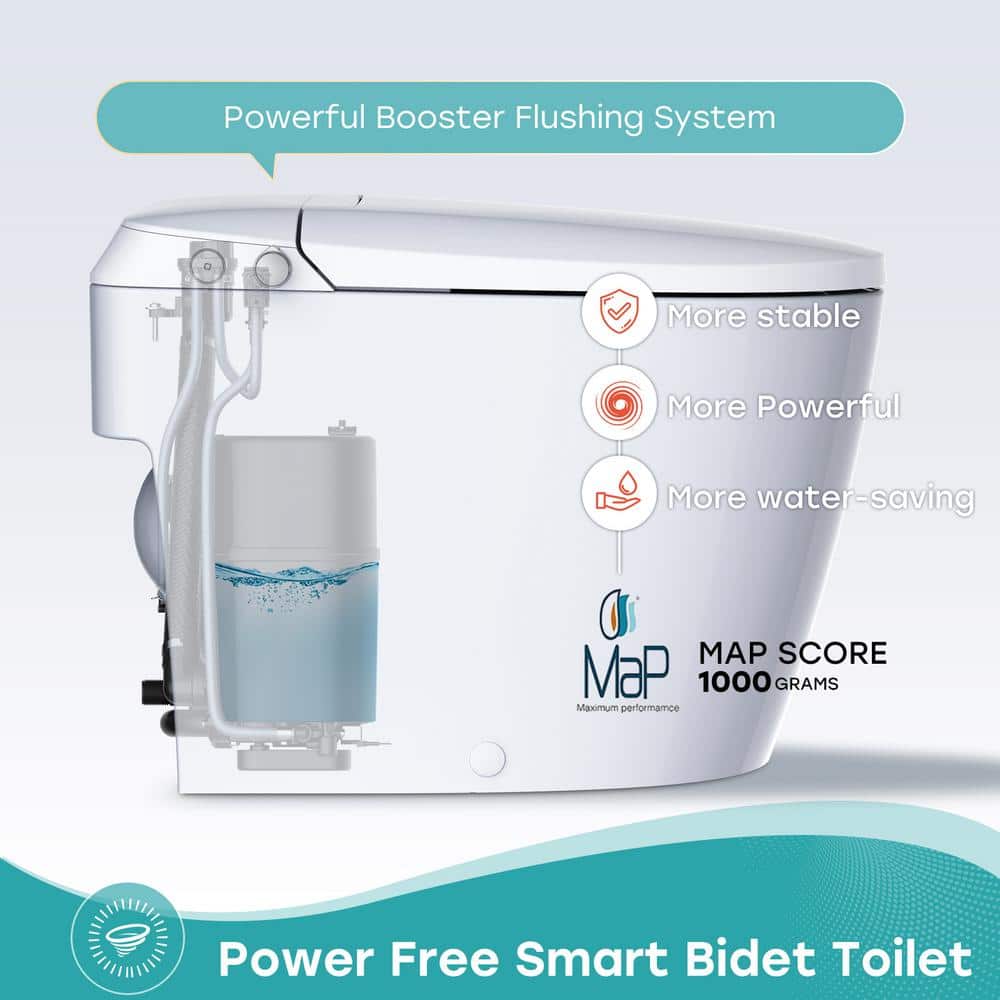 HOROW T30 Non-Electric Elongated Bidet Toilet - 1.0 GPF, ADA Chair Height, Foot Kick Flush, White