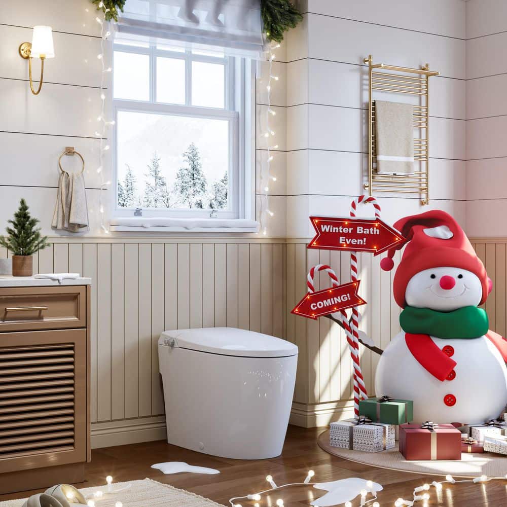 HOROW T30 Non-Electric Elongated Bidet Toilet - 1.0 GPF, ADA Chair Height, Foot Kick Flush, White