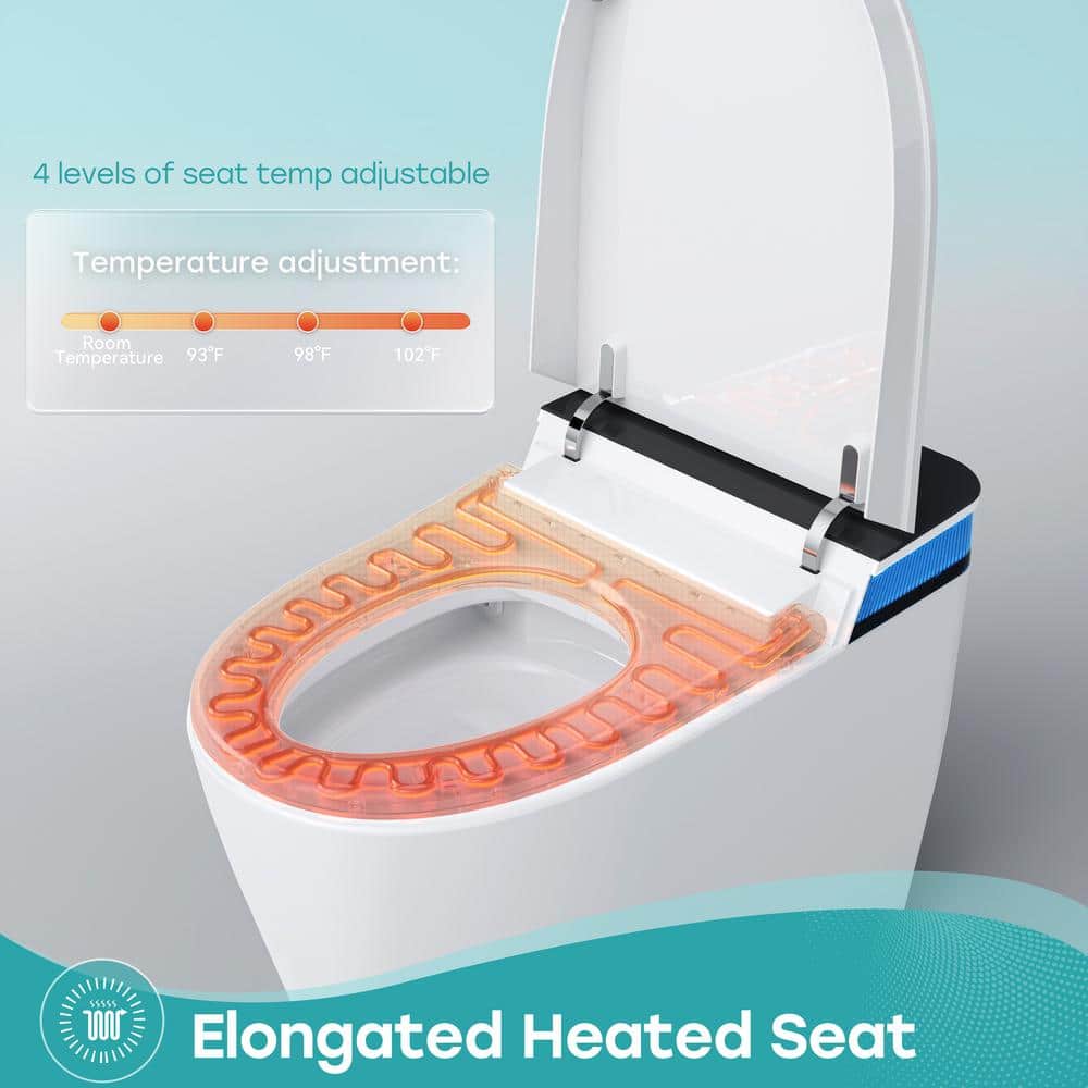 HOROW Elongated Smart Toilet Bidet 1.1 GPF with Built-in Tank, Warm Water, Night Light, Remote - T38D