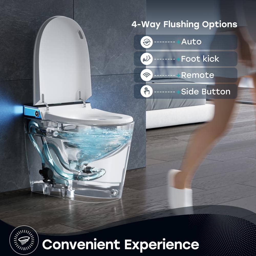 HOROW ADA Height Elongated Smart Bidet Toilet in White with Advanced Features