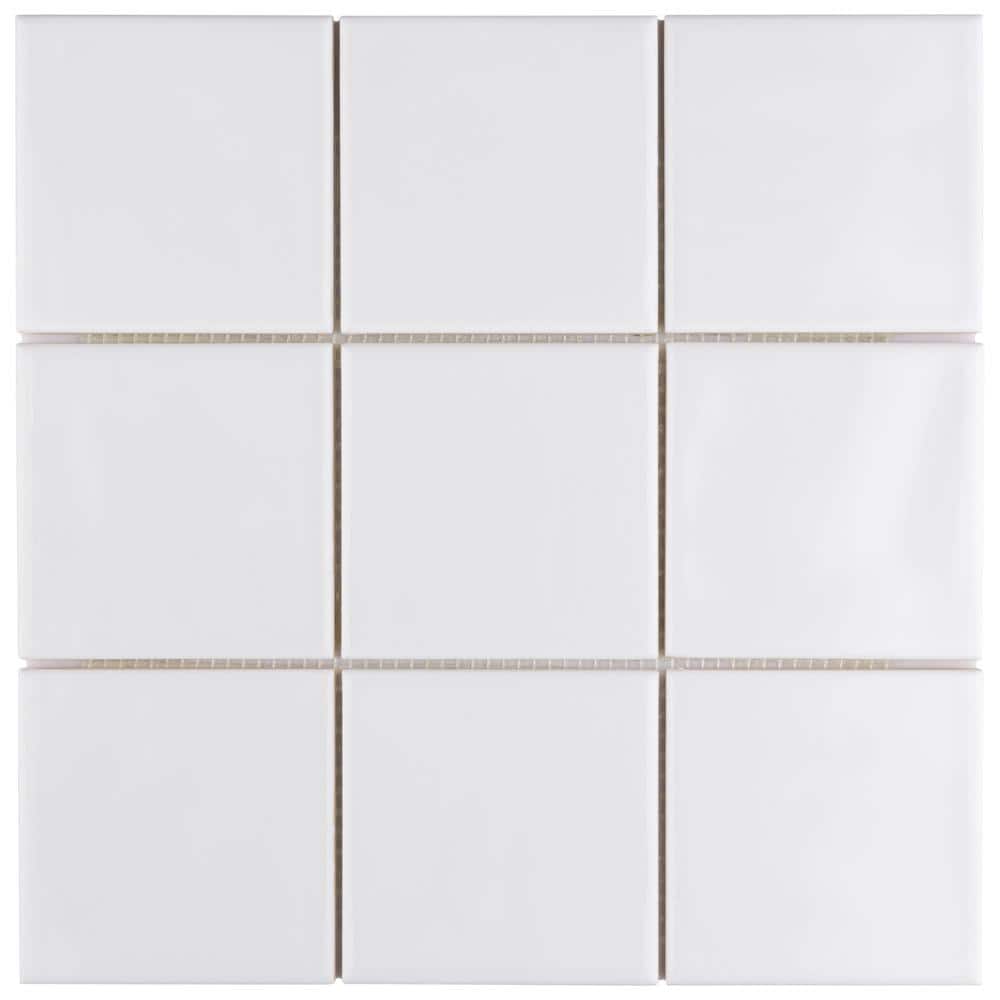 Merola Tile Twist Square White Ice 11-3/4 in. x 11-3/4 in. Ceramic Mosaic (9.79 sq. ft. /Case)