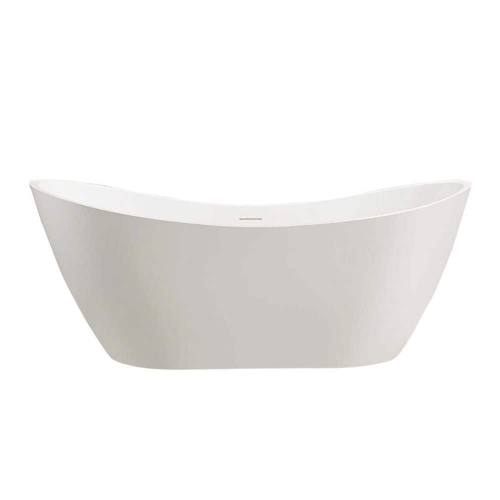 Vanity Art 71 in. Acrylic Flatbottom Freestanding Bathtub in White/Integrated Overflow