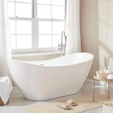 Vanity Art 71 in. Acrylic Flatbottom Freestanding Bathtub in White/Integrated Overflow