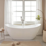 Vanity Art 71 in. Acrylic Flatbottom Freestanding Bathtub in White/Integrated Overflow
