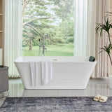 Vanity Art Nantes 67 in. x 30 in. Acrylic Freestanding Soaking Bathtub with Center Drain in White/Integrated Overflow