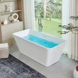 Vanity Art Nantes 67 in. x 30 in. Acrylic Freestanding Soaking Bathtub with Center Drain in White/Integrated Overflow
