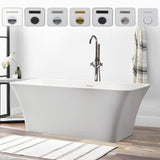 Vanity Art Nantes 67 in. x 30 in. Acrylic Freestanding Soaking Bathtub with Center Drain in White/Integrated Overflow