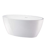 Vanity Art 59 in. Acrylic Flatbottom Freestanding Bathtub in White with Integrated Overflow