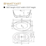 Vanity Art 59 in. Acrylic Flatbottom Freestanding Bathtub in White with Integrated Overflow