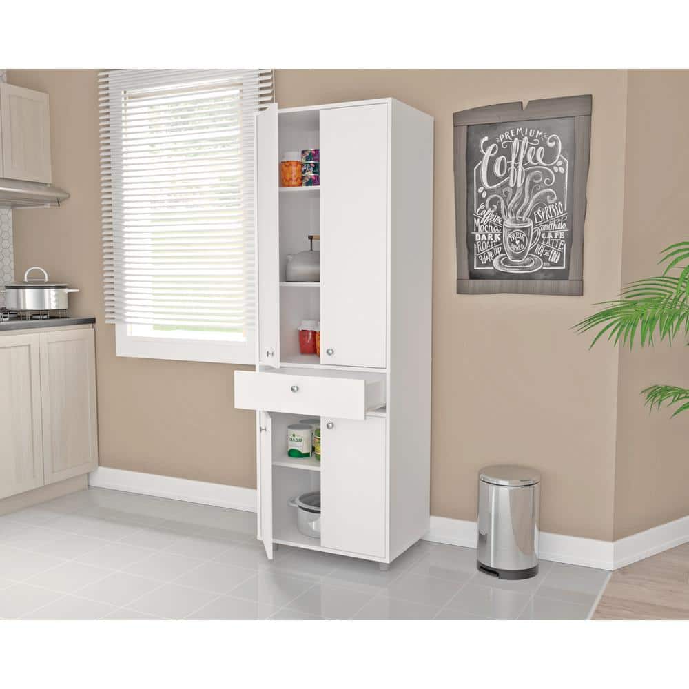inval america LLC 23.62 in. W x 17.17 in. D x 70.47 in. H Kitchen Storage Cabinet and Pantry in White