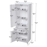 inval america LLC 23.62 in. W x 17.17 in. D x 70.47 in. H Kitchen Storage Cabinet and Pantry in White