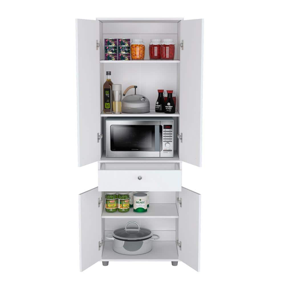 inval america LLC 23.62 in. W x 17.17 in. D x 70.47 in. H Kitchen Storage Cabinet and Pantry in White