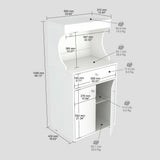 Inval Galley Ready to Assemble 23.6 in. W x 17.1 in. D x 50 in. H Microwave Storage Utility Cabinet in White