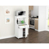 Inval Galley Ready to Assemble 23.6 in. W x 17.1 in. D x 50 in. H Microwave Storage Utility Cabinet in White