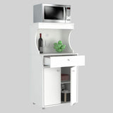 Inval Galley Ready to Assemble 23.6 in. W x 17.1 in. D x 50 in. H Microwave Storage Utility Cabinet in White