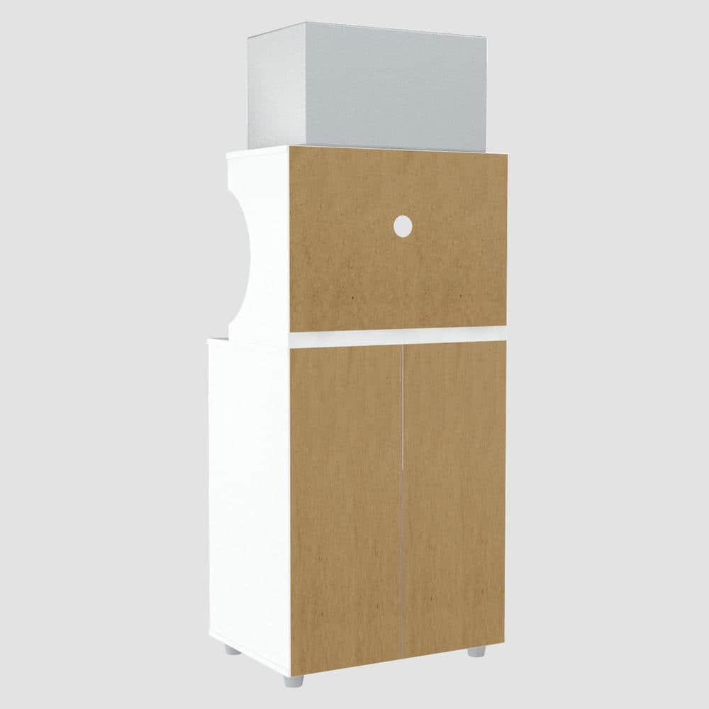 Inval Galley Ready to Assemble 23.6 in. W x 17.1 in. D x 50 in. H Microwave Storage Utility Cabinet in White