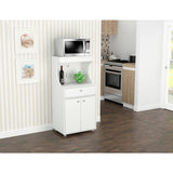Inval Galley Ready to Assemble 23.6 in. W x 17.1 in. D x 50 in. H Microwave Storage Utility Cabinet in White