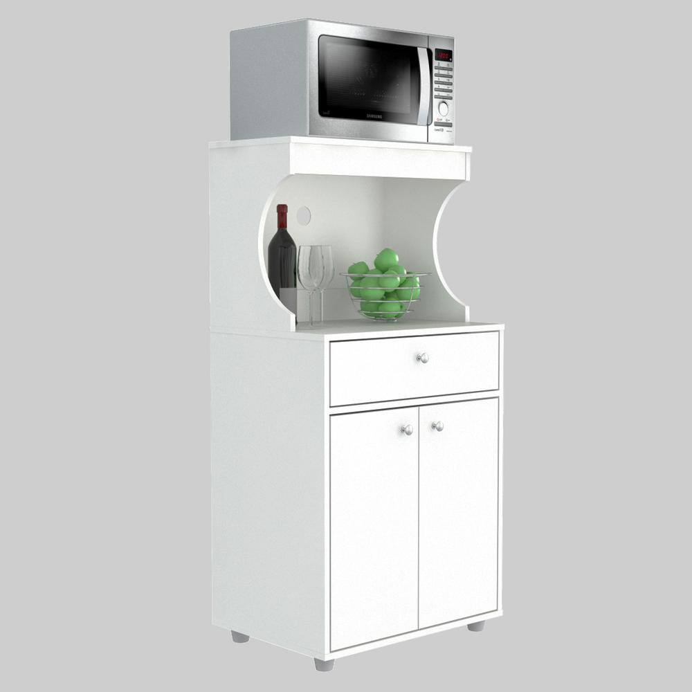 Inval Galley Ready to Assemble 23.6 in. W x 17.1 in. D x 50 in. H Microwave Storage Utility Cabinet in White