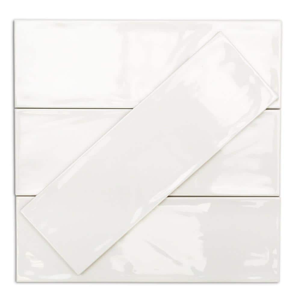 Ivy Hill Tile Pier White 4 in. x 12 in. 6 mm Polished Ceramic Subway Wall Tile (33-Piece, 10.76 sq. ft./Box)