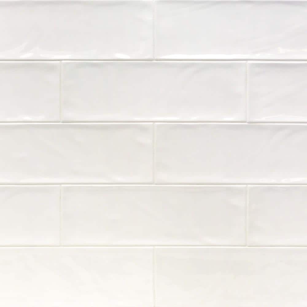 Ivy Hill Tile Pier White 4 in. x 12 in. 6 mm Polished Ceramic Subway Wall Tile (33-Piece, 10.76 sq. ft./Box)
