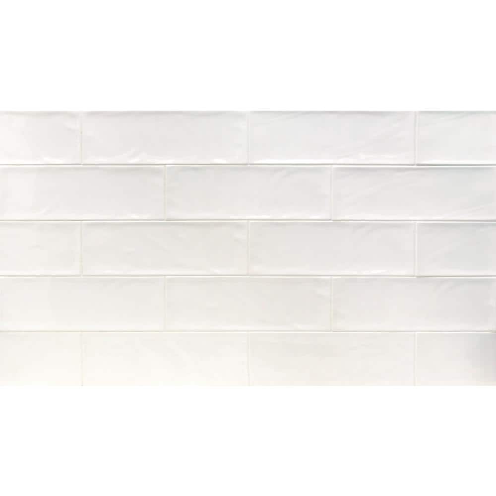 Ivy Hill Tile Pier White 4 in. x 12 in. 6 mm Polished Ceramic Subway Wall Tile (33-Piece, 10.76 sq. ft./Box)
