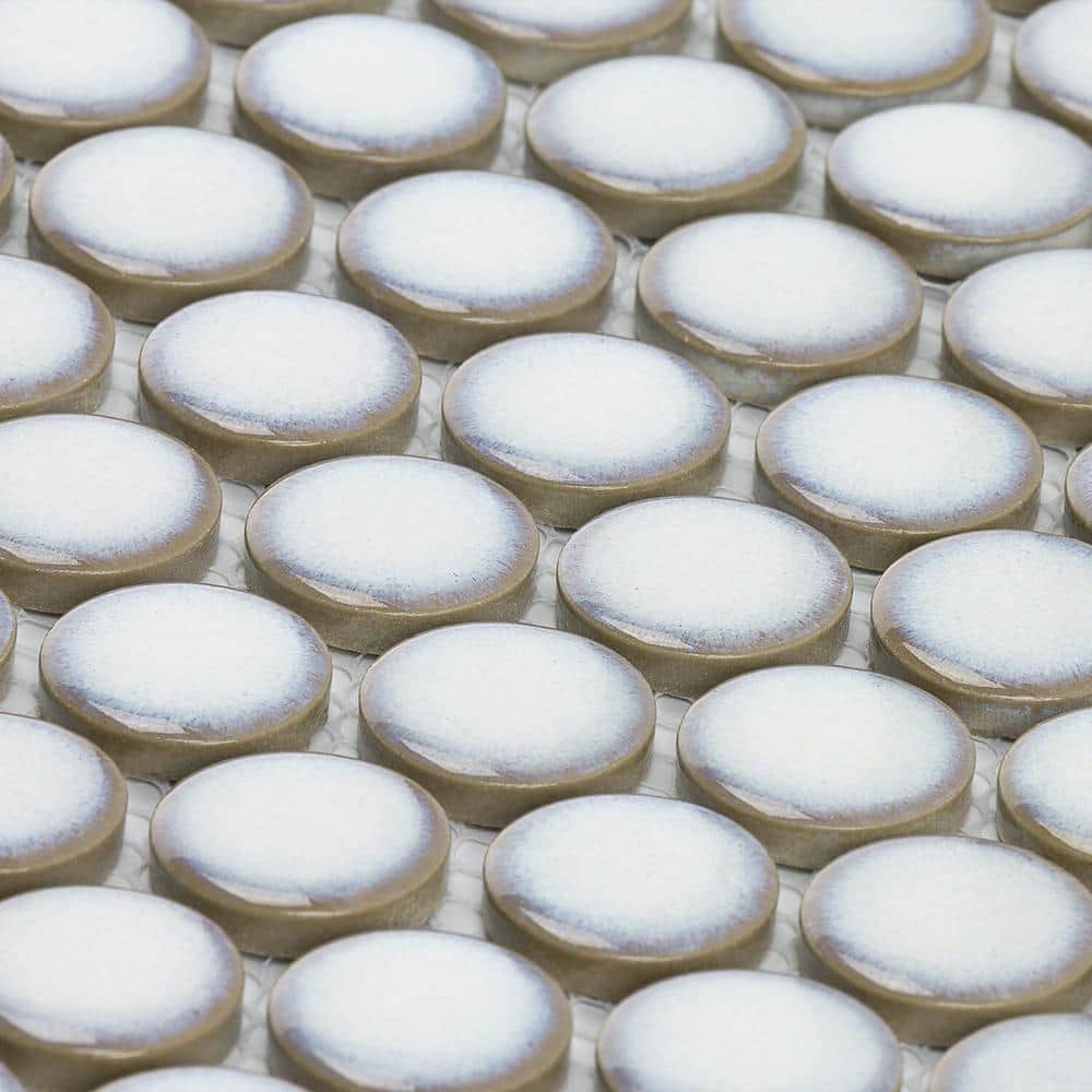Joy Edged White 12.32 in. x 12.99 in. Polished Ceramic Floor and Wall Mosaic Tile (1.11 Sq. Ft./Each)