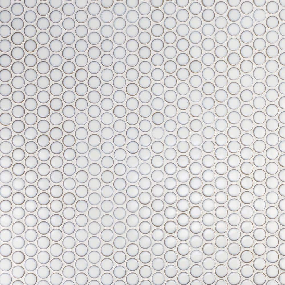 Joy Edged White 12.32 in. x 12.99 in. Polished Ceramic Floor and Wall Mosaic Tile (1.11 Sq. Ft./Each)