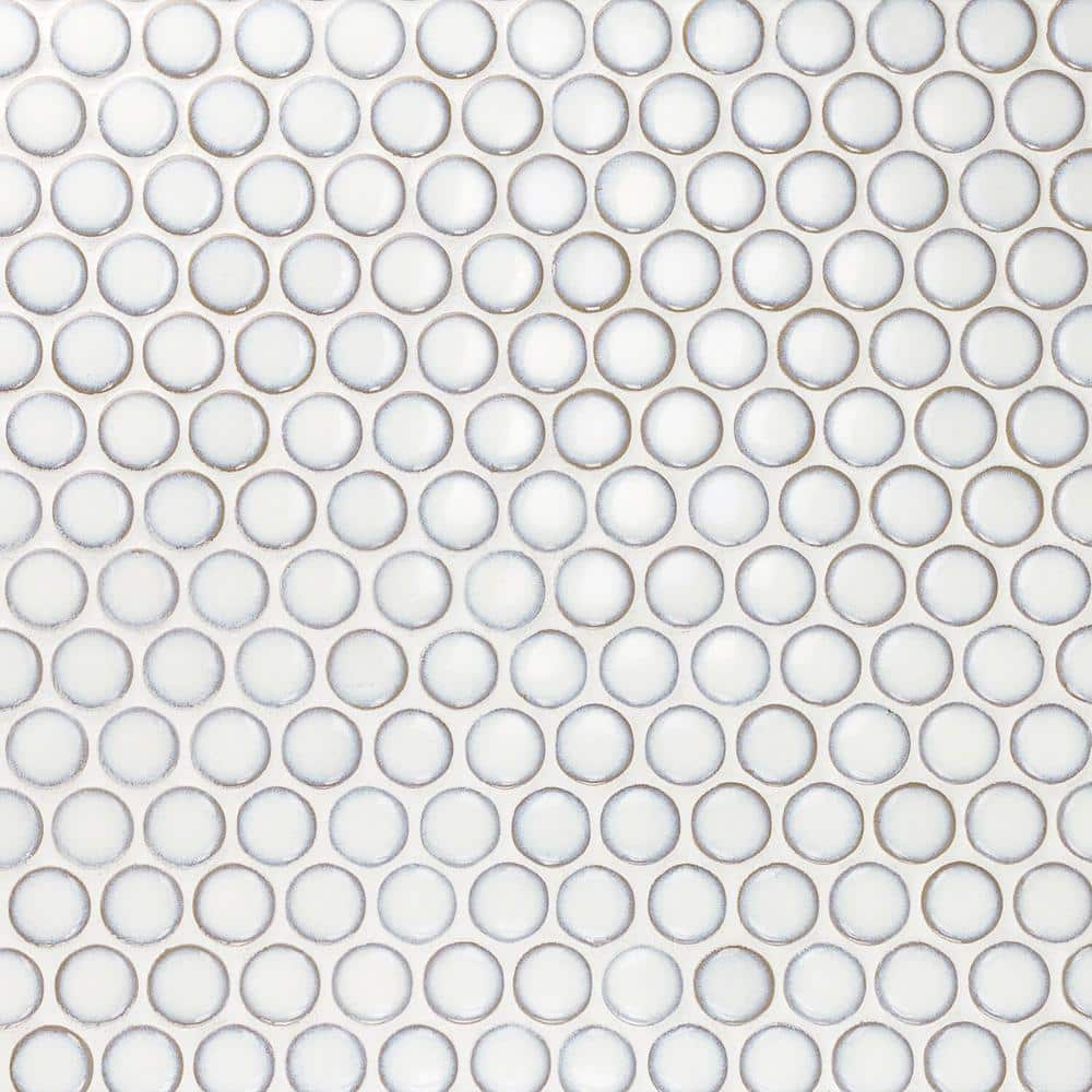 Joy Edged White 12.32 in. x 12.99 in. Polished Ceramic Floor and Wall Mosaic Tile (1.11 Sq. Ft./Each)