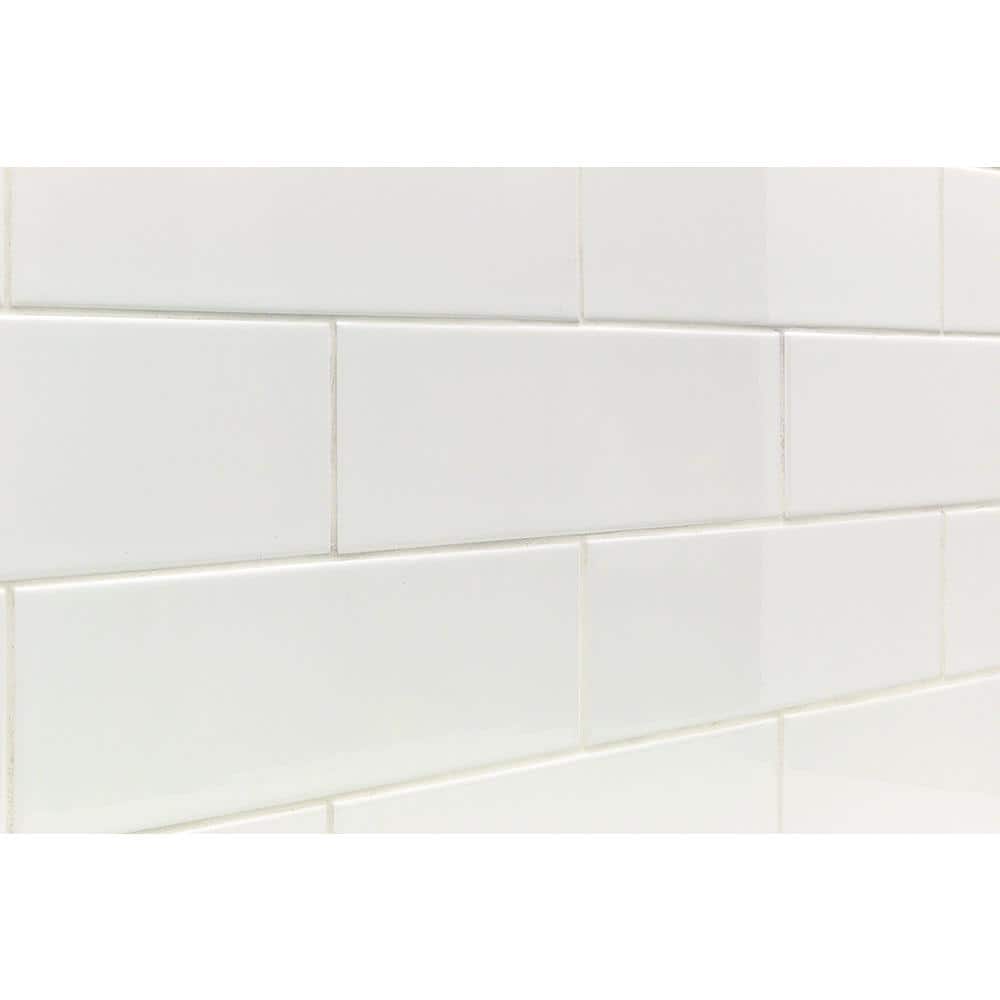 Ivy Hill Tile Essential White 4 in. x 12 in. x 6mm Polished Ceramic Subway Wall Tile (9.68 sq. ft./case)