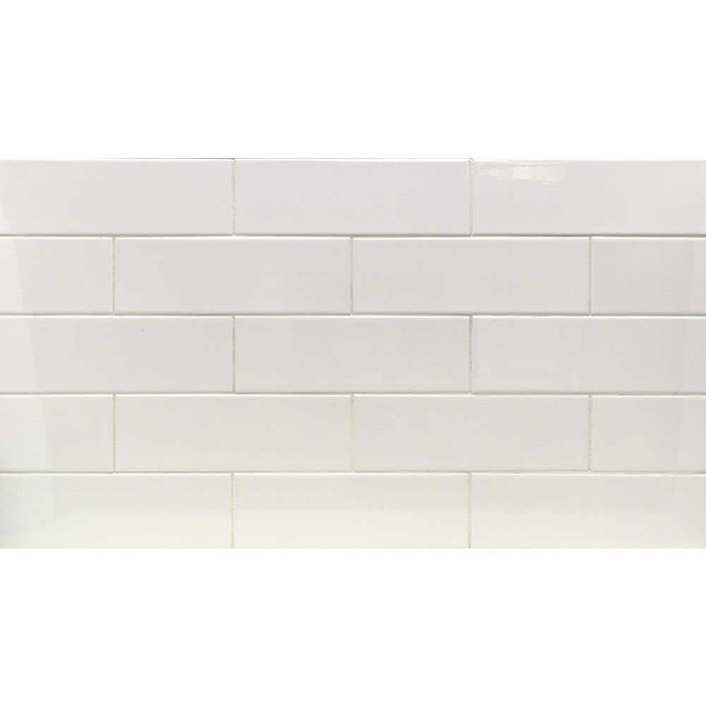Ivy Hill Tile Essential White 4 in. x 12 in. x 6mm Polished Ceramic Subway Wall Tile (9.68 sq. ft./case)