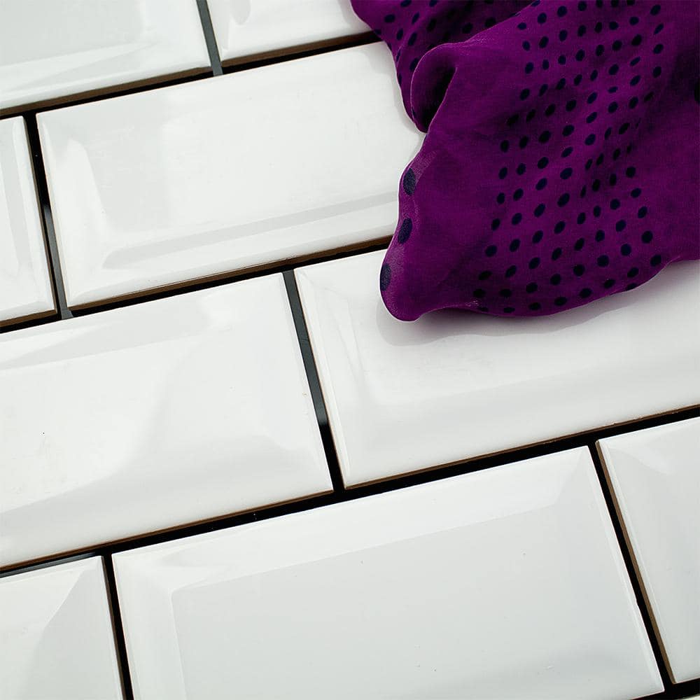 Ivy Hill Tile Essential White Beveled 3 in. x 6 in. x 6mm Polished Ceramic Subway Wall Tile (10.76 sq. ft./case)