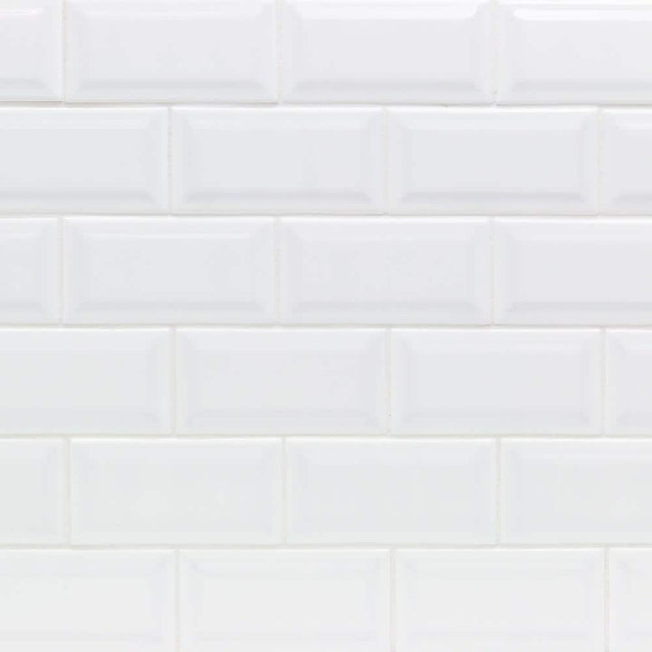 Ivy Hill Tile Essential White Beveled 3 in. x 6 in. x 6mm Polished Ceramic Subway Wall Tile (10.76 sq. ft./case)