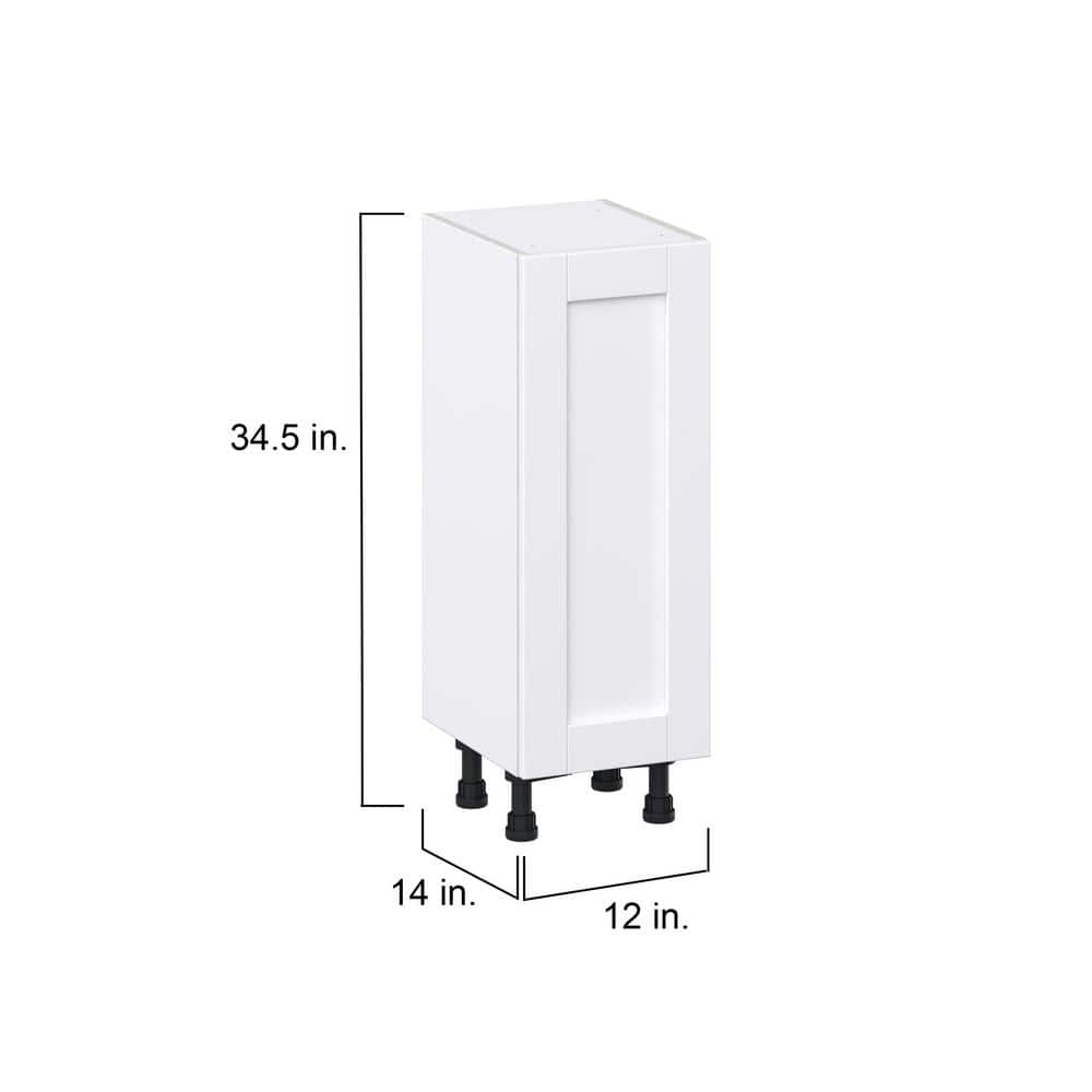 J COLLECTION Mancos Bright White Shaker Assembled Shallow Base Kitchen Cabinet with Door (12 in. W x 34.5 in. H x 14 in. D)