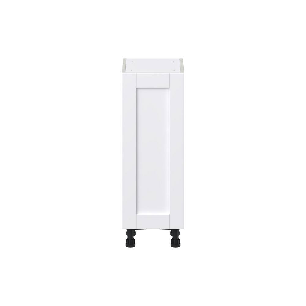 J COLLECTION Mancos Bright White Shaker Assembled Shallow Base Kitchen Cabinet with Door (12 in. W x 34.5 in. H x 14 in. D)