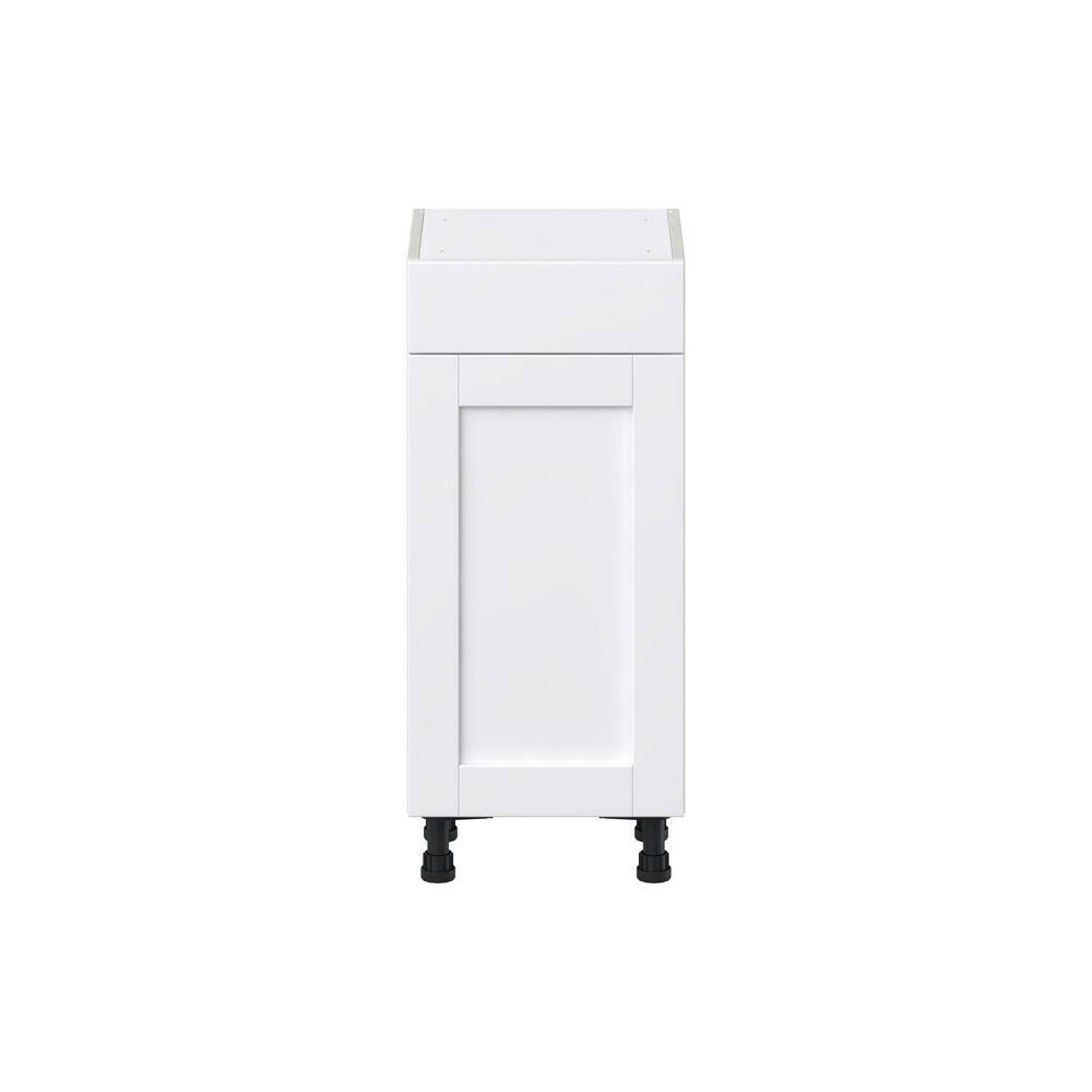 J COLLECTION Mancos Bright White Shaker Assembled Shallow Base Kitchen Cabinet with a Drawer (15 in. W x 34.5 in. H x 14 in. D)