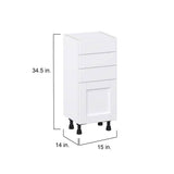 J COLLECTION Mancos Bright White Shaker Assembled Base Kitchen Cabinet with 3-Drawer (15 in. W x 34.5 in. H x 14 in. D)