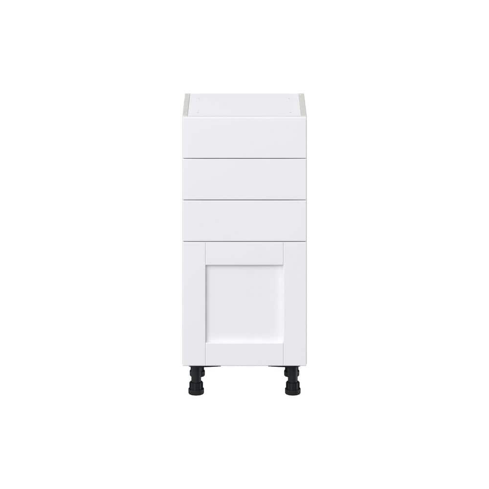 J COLLECTION Mancos Bright White Shaker Assembled Base Kitchen Cabinet with 3-Drawer (15 in. W x 34.5 in. H x 14 in. D)