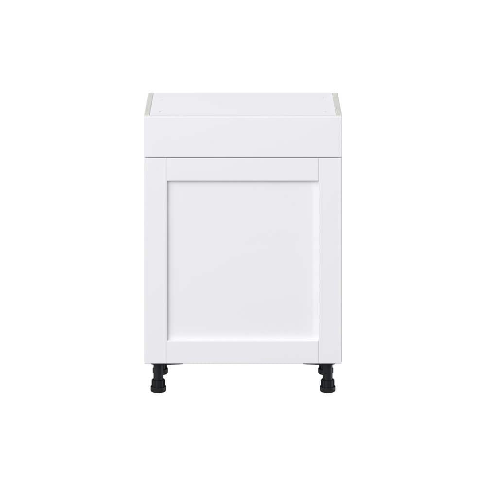 J COLLECTION Mancos Bright White Shaker Assembled Shallow Base Kitchen Cabinet with a Drawer (24 in. W x 34.5 in. H x 14 in. D)