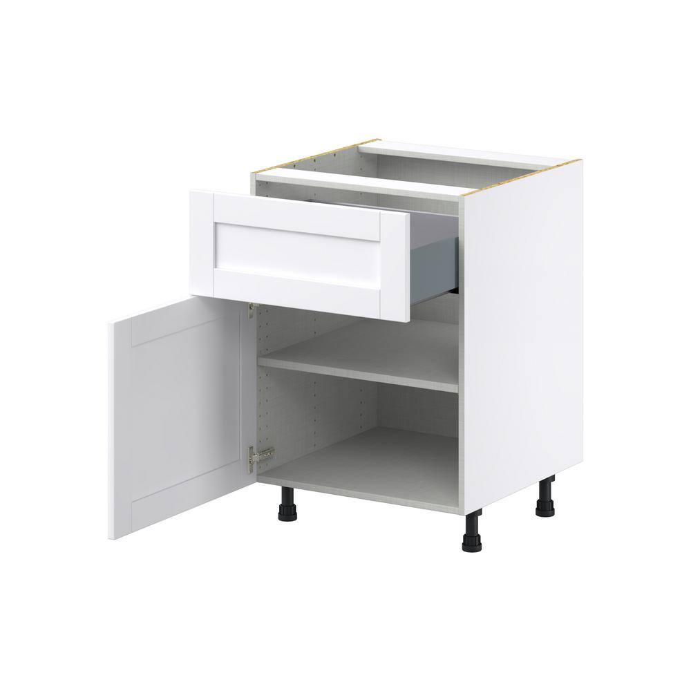 J COLLECTION Mancos Bright White Shaker Assembled Base Kitchen Cabinet with 10 in. Drawer (24 in. W X 34.5 in. H X 24 in. D)