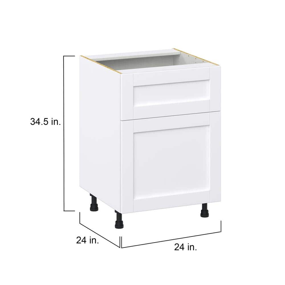 J COLLECTION Mancos Bright White Shaker Assembled Base Kitchen Cabinet with 10 in. Drawer (24 in. W X 34.5 in. H X 24 in. D)