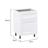 J COLLECTION Mancos Bright White Shaker Assembled Base Kitchen Cabinet with 10 in. Drawer (24 in. W X 34.5 in. H X 24 in. D)