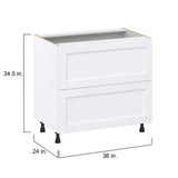 J COLLECTION Mancos Bright White Shaker Assembled Base Kitchen Cabinet with 2 Drawers (36 in. W x 34.5 in. H x 24 in. D)