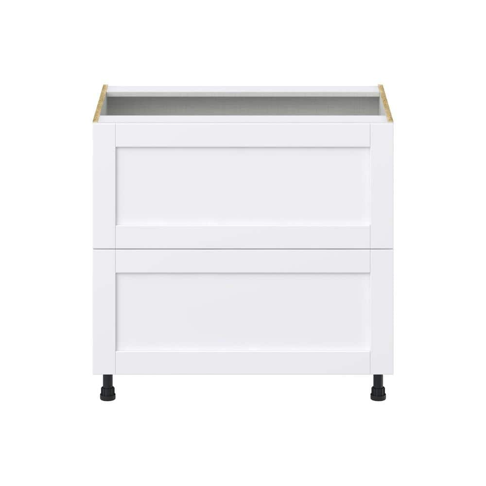 J COLLECTION Mancos Bright White Shaker Assembled Base Kitchen Cabinet with 2 Drawers (36 in. W x 34.5 in. H x 24 in. D)
